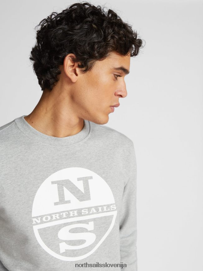 moški North Sails sivi melanž pulover z maksi logotipom oblačila ZBDXNV1229