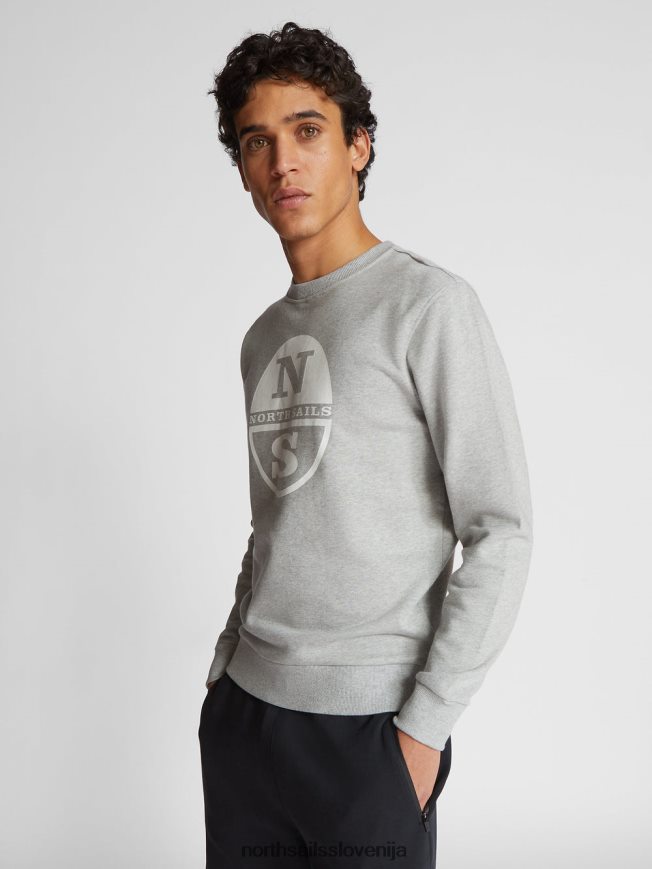 moški North Sails sivi melanž pulover z maksi logotipom oblačila ZBDXNV1229