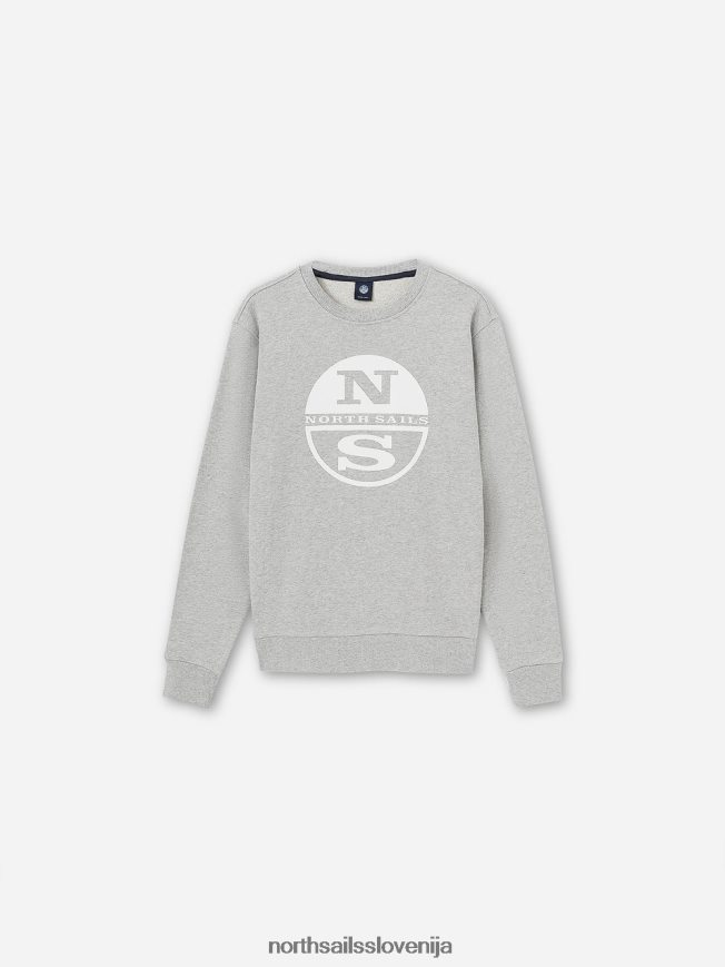 moški North Sails sivi melanž pulover z maksi logotipom oblačila ZBDXNV1229