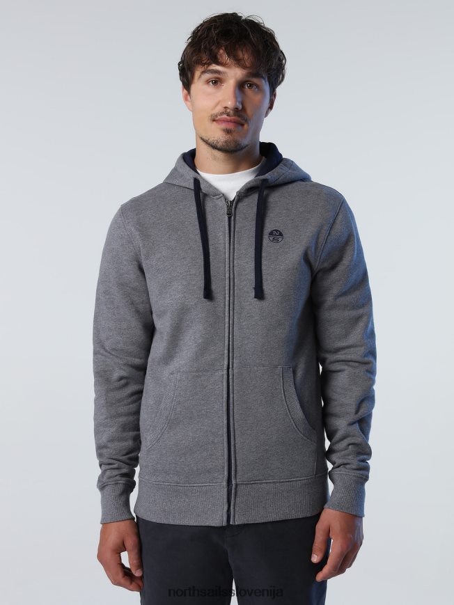 moški North Sails srednje siv melange pulover z zadrgo oblačila ZBDXNV824