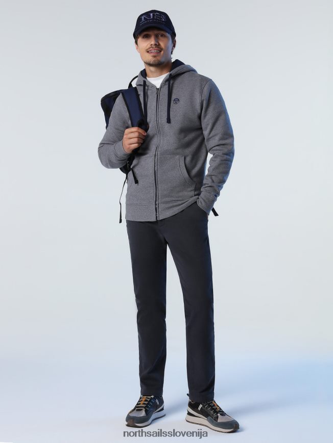 moški North Sails srednje siv melange pulover z zadrgo oblačila ZBDXNV824