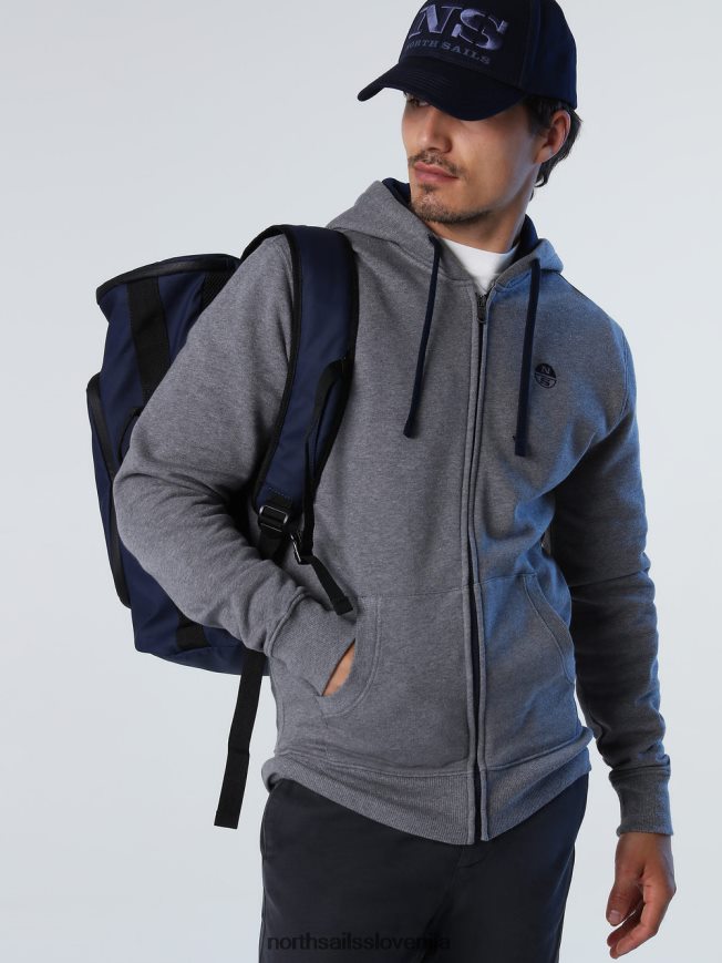 moški North Sails srednje siv melange pulover z zadrgo oblačila ZBDXNV824