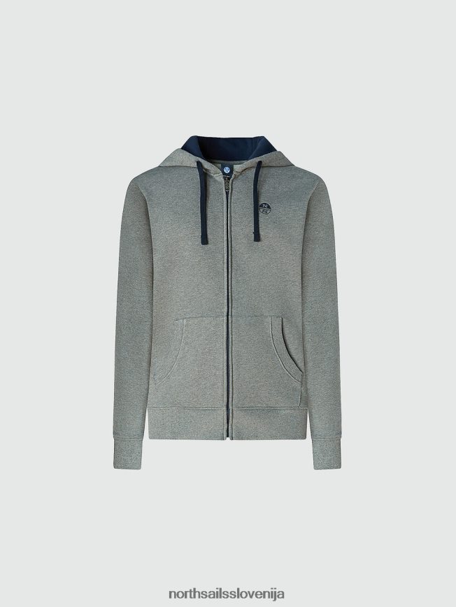 moški North Sails srednje siv melange pulover z zadrgo oblačila ZBDXNV824