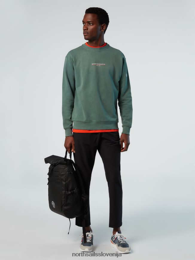 moški North Sails vojaško zelena pulover s potiskom na prsih oblačila ZBDXNV293