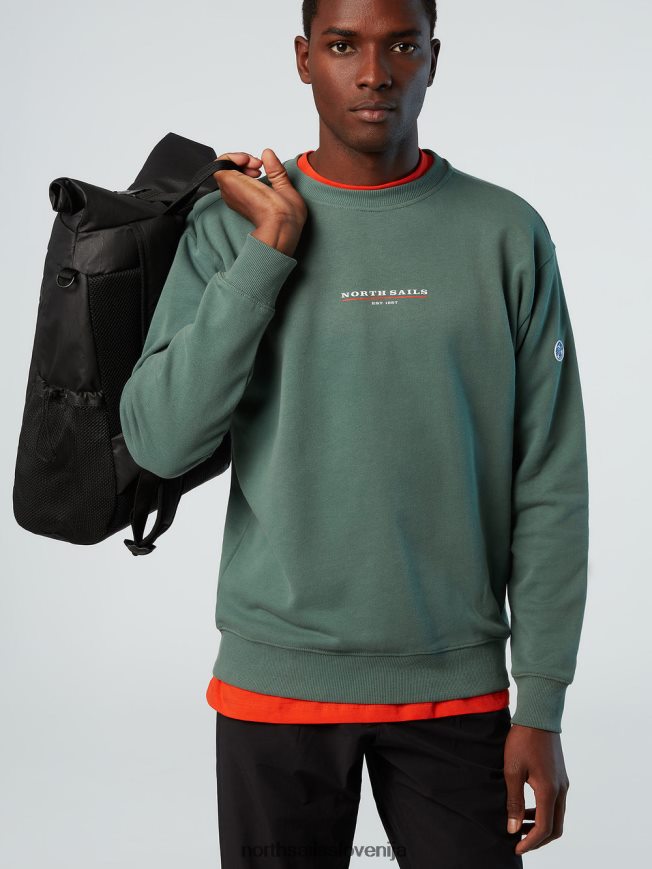 moški North Sails vojaško zelena pulover s potiskom na prsih oblačila ZBDXNV293