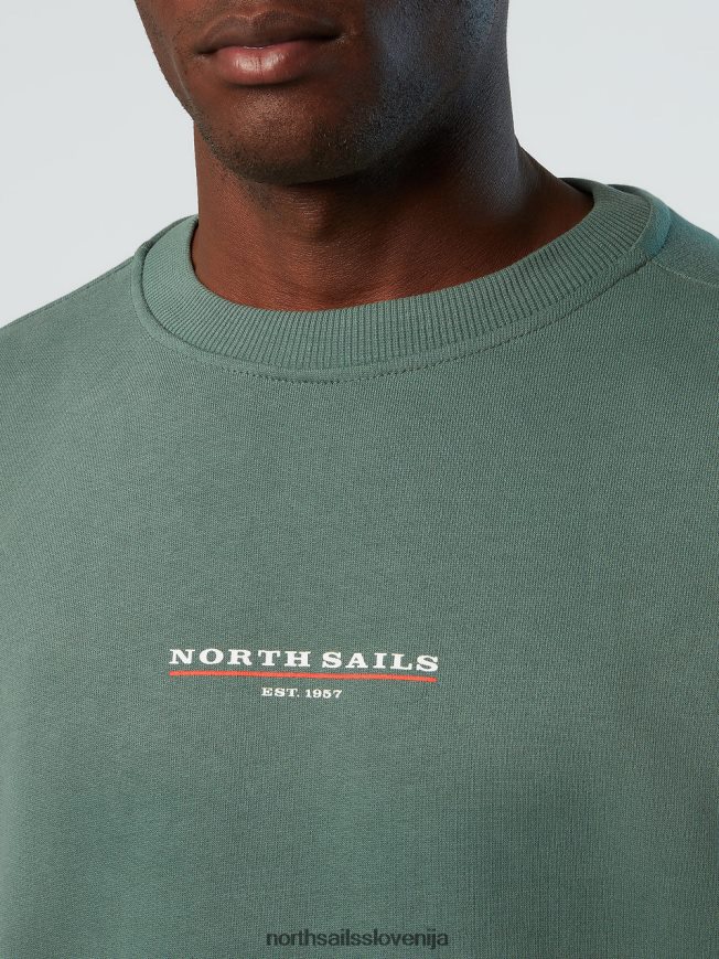moški North Sails vojaško zelena pulover s potiskom na prsih oblačila ZBDXNV293