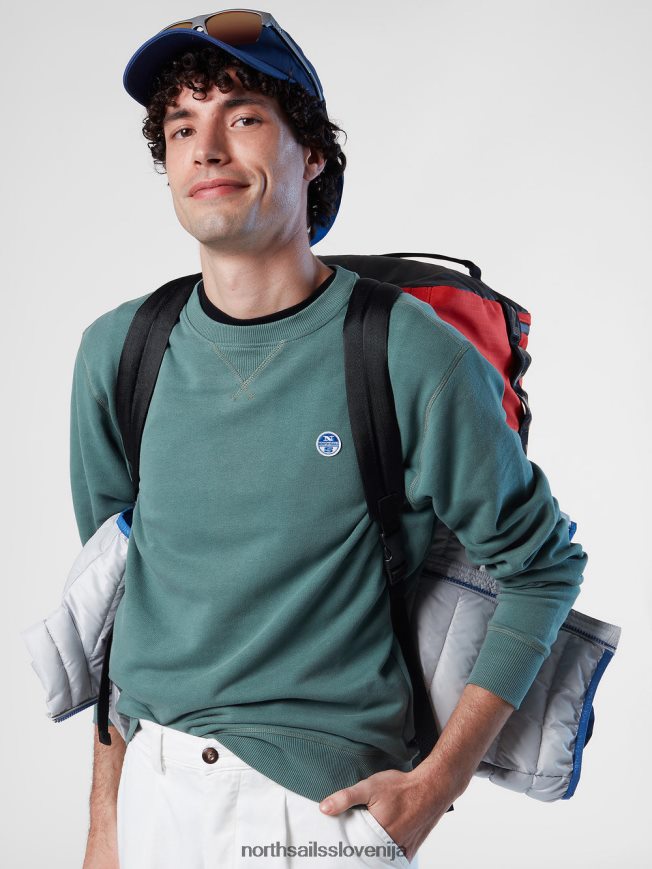 moški North Sails vojaško zelena pulover z logotipom oblačila ZBDXNV286