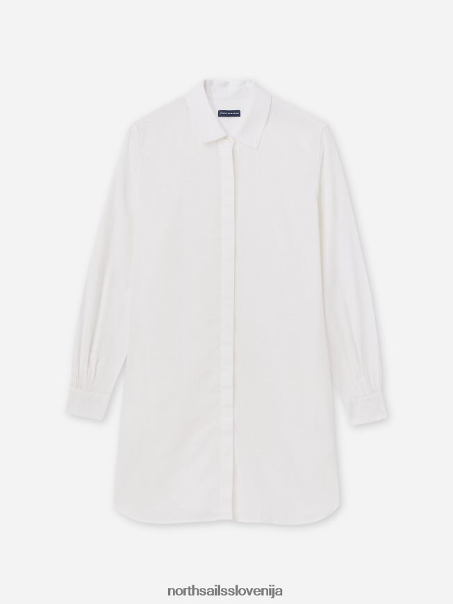 ženske North Sails bela obleka iz bombaža in lanu oblačila ZBDXNV1464