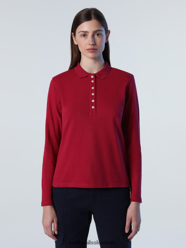 ženske North Sails globoka češnja polo majica z dolgimi rokavi oblačila ZBDXNV1355