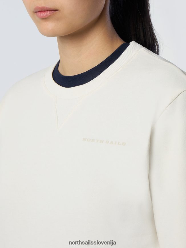 ženske North Sails alomandna krema pulover s potiskom na prsih oblačila ZBDXNV598
