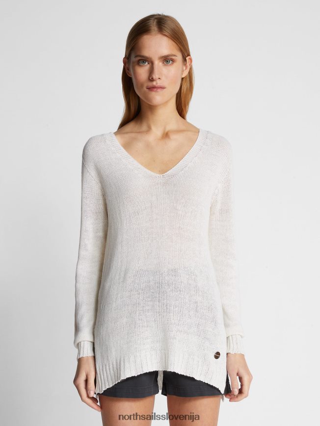 ženske North Sails bela pulover z v-izrezom oblačila ZBDXNV1461