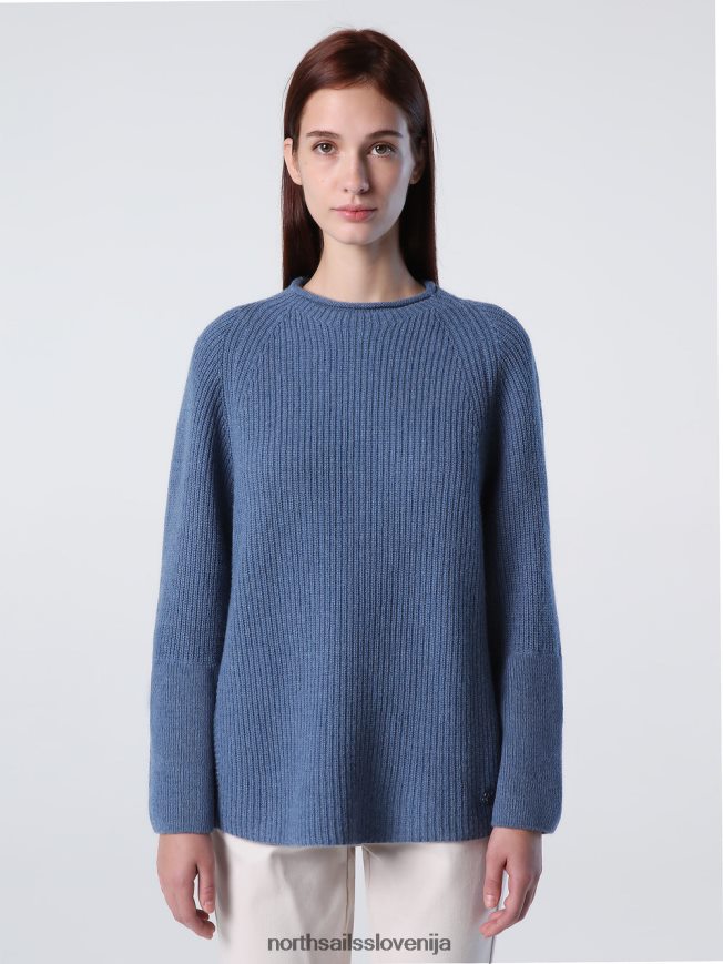 ženske North Sails kitajsko modra pulover z zavihanim vratom oblačila ZBDXNV1395